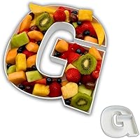 Vista 60 de Bandejas de plástico duro reutilizables y rellenables con letras y números para decoración de fiesta (E, Blanco)