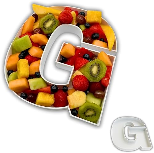 Miniatura 60 de Bandejas de plástico duro reutilizables y rellenables con letras y números para decoración de fiesta (E, Blanco)