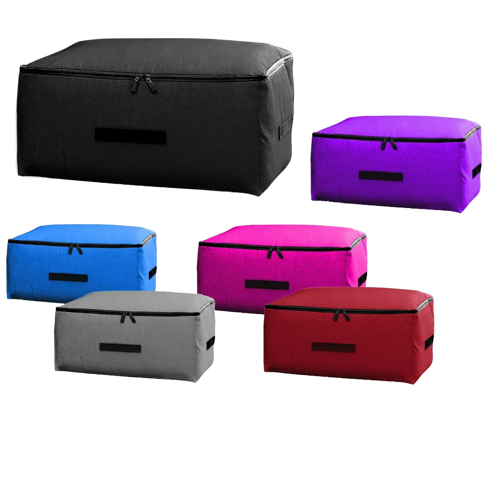 3BPRO Large Clothes Storage Bag, 600D Oxford Fabric Strong Storage Moving Bags with Zips, Under Bed Storage Box (Pink)