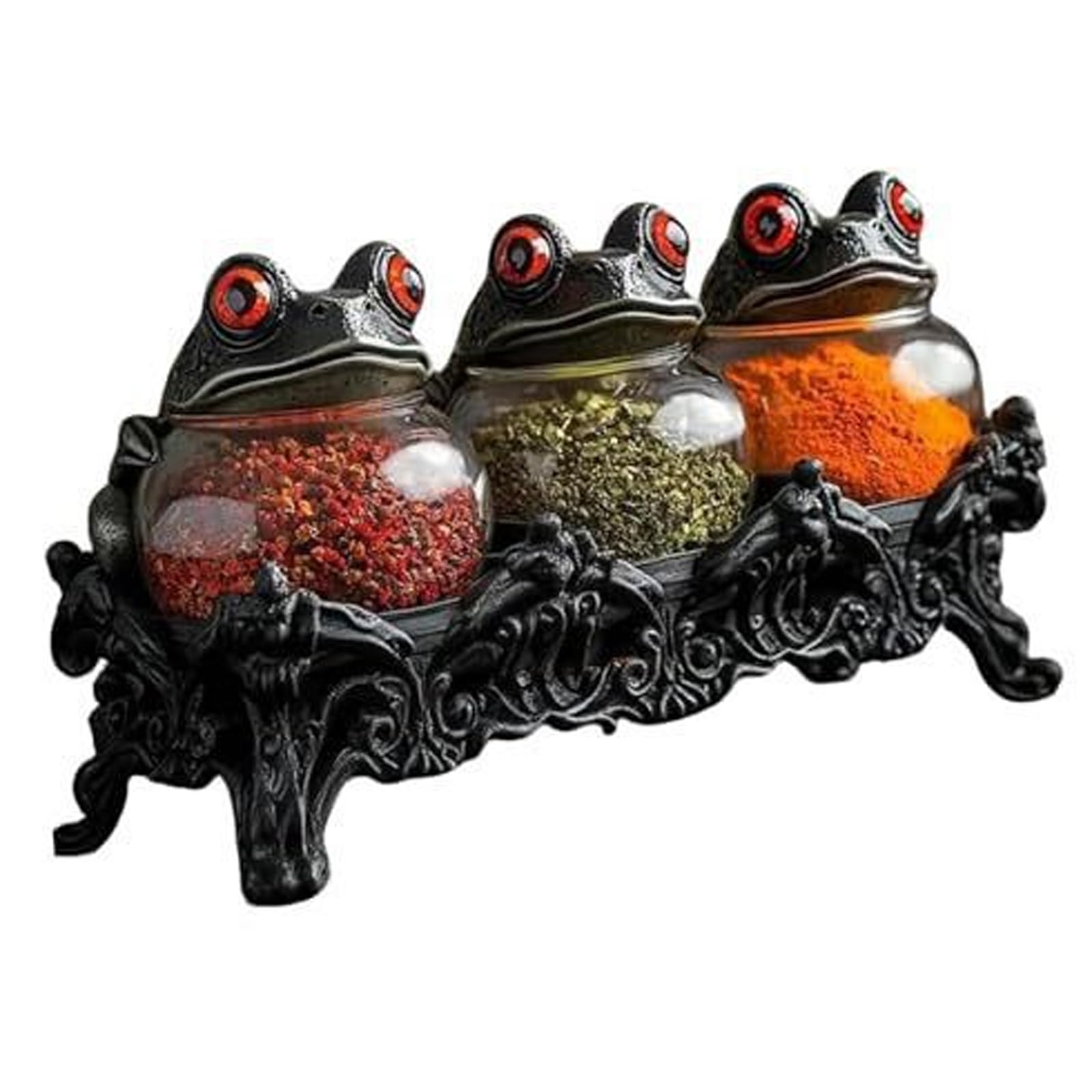 Barattolo per condimenti in resina con rane Capricciose decorazioni da cucina contenitore per condimenti e condimenti Aiutante per cuochi barattoli da cucina creativi