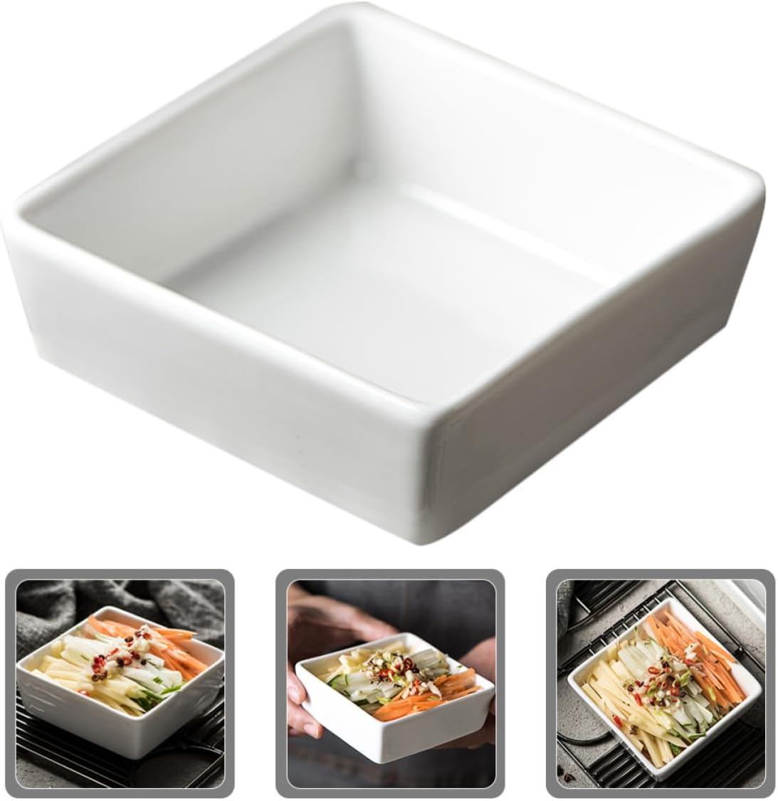 NOLITOY White Ceramic Condiment Bowl with Deep Plate Design for Table