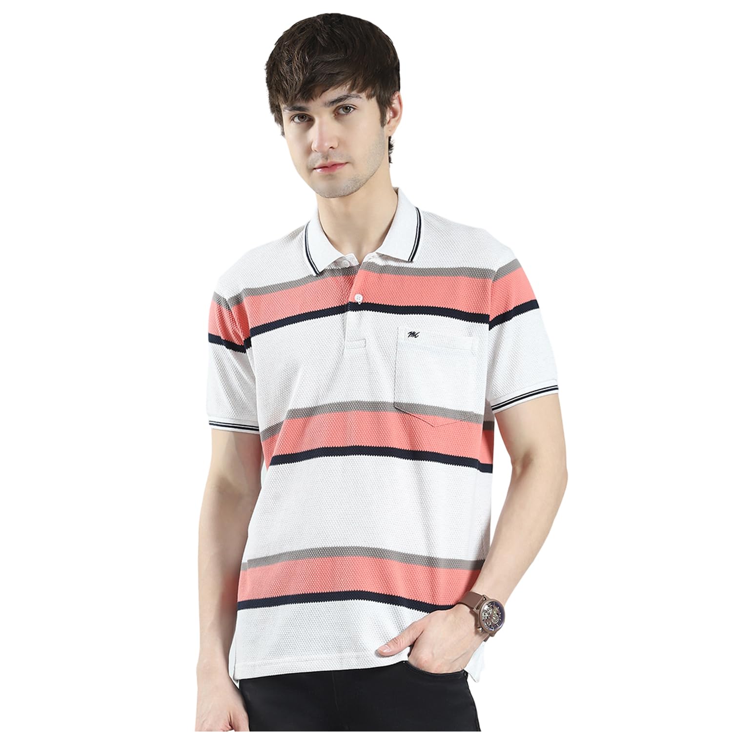 Monte Carlo Men's Regular Fit Striped Polo T-Shirt | Half Sleeve | Collared Neck | Casual Wear T Shirt for Men's-picture-34
