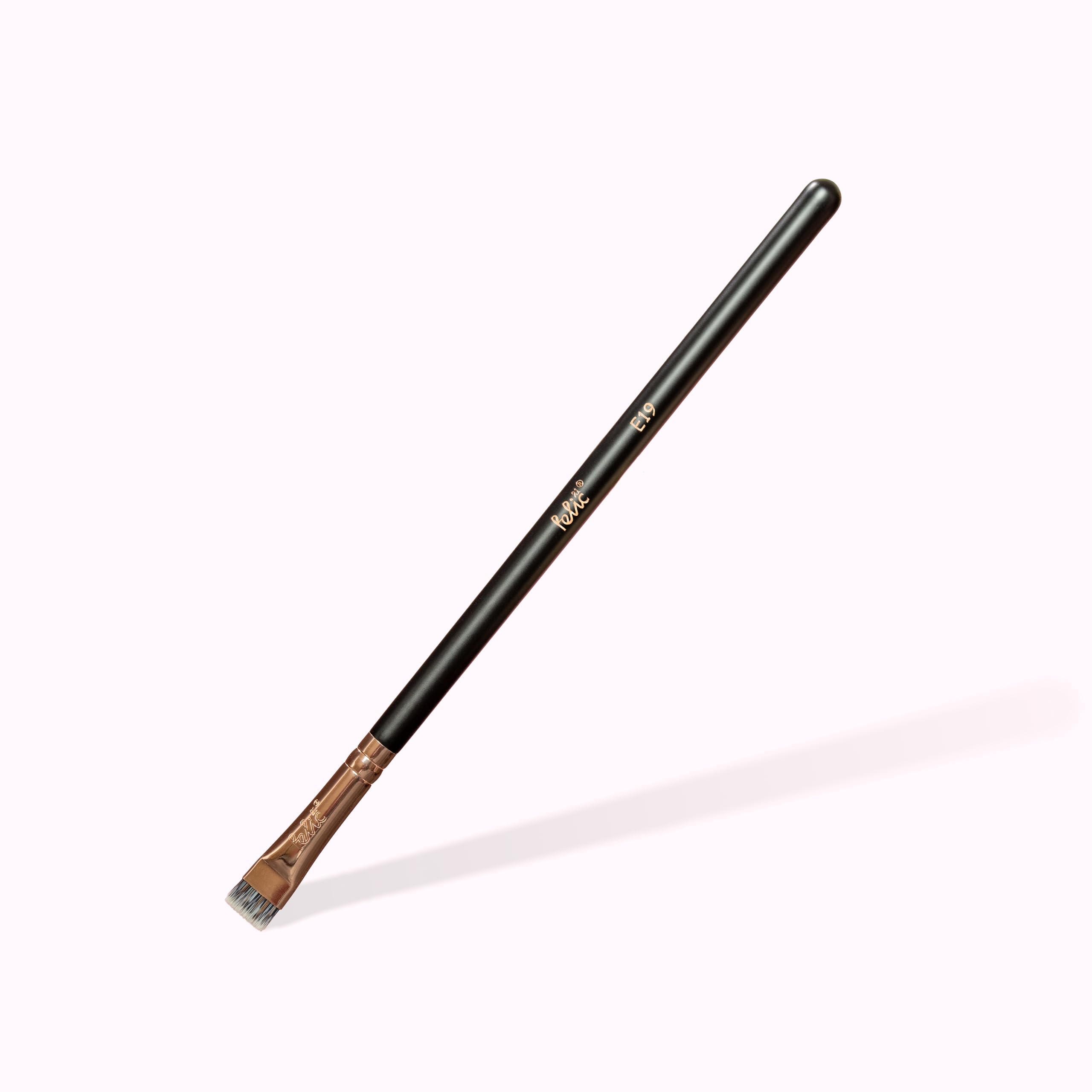 E19 Flat Detail Brush | Precision Lash Line & Brow Definer Brush | Firm Flat Synthetic Bristles | Professional Black & Rose Gold Makeup Brush-image-23