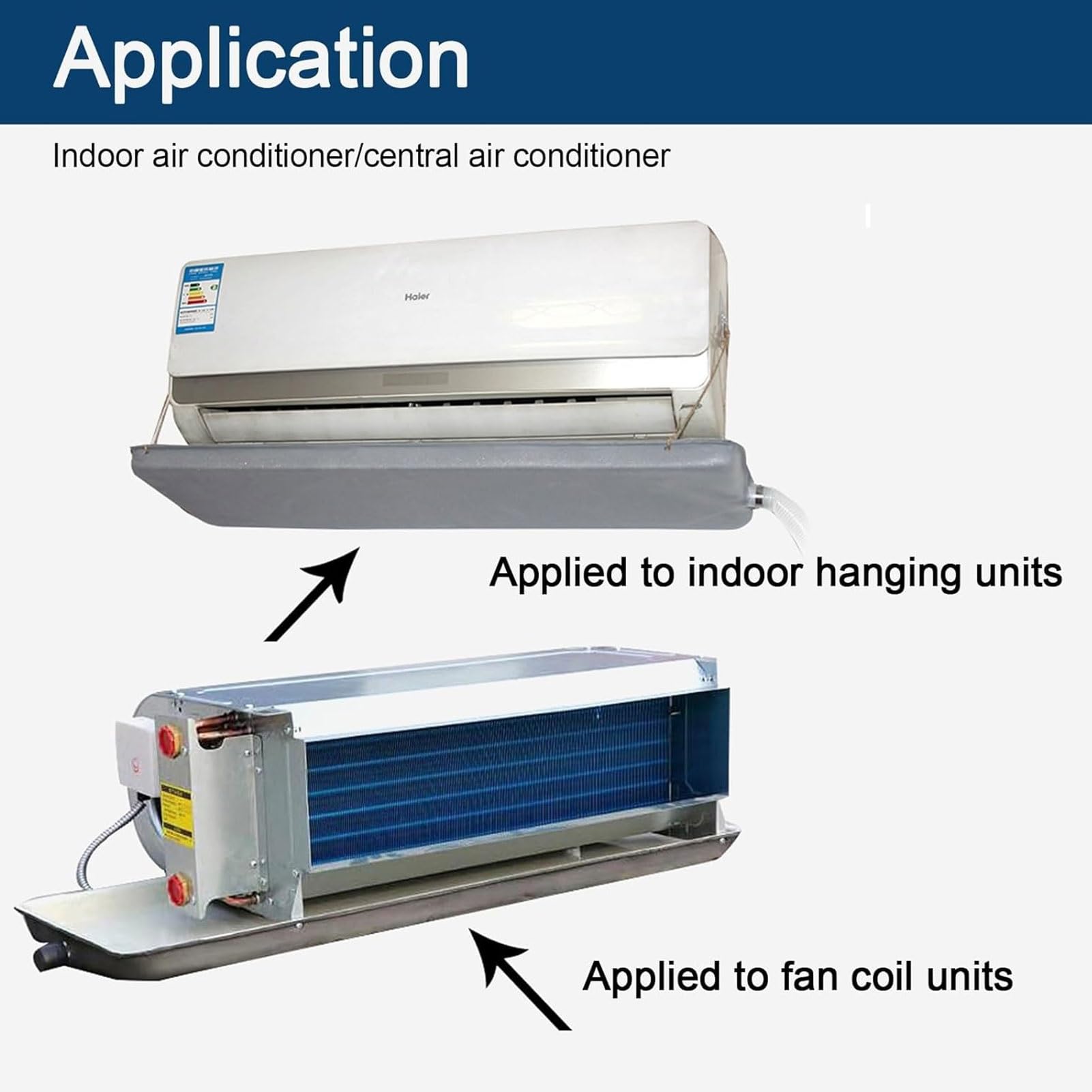 Vaschetta Raccogli Condensa Climatizzatore Interno, Vaschetta con Tubo Raccogli Condensa Climatizzatore per Unità Hvac, Sistemi Split(43.7x9.45in)