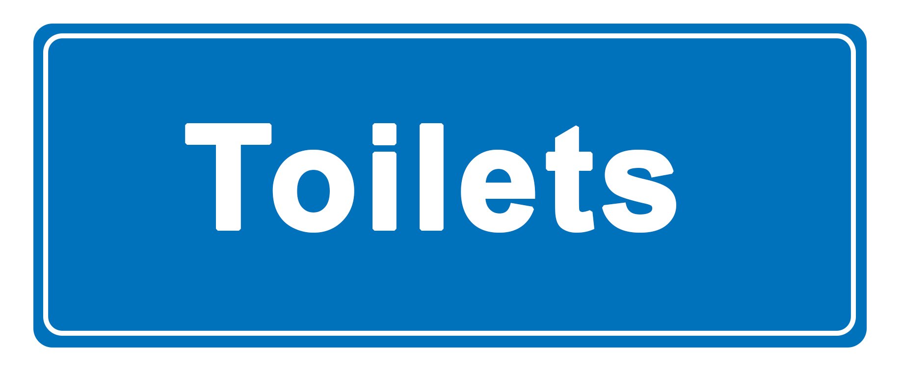 Party Decor Blue 4 X Toilets - In - Information Sign Removable Self Adhesive Waterproof Durable Vinyl Label Sticker 225Mm X 106Mm