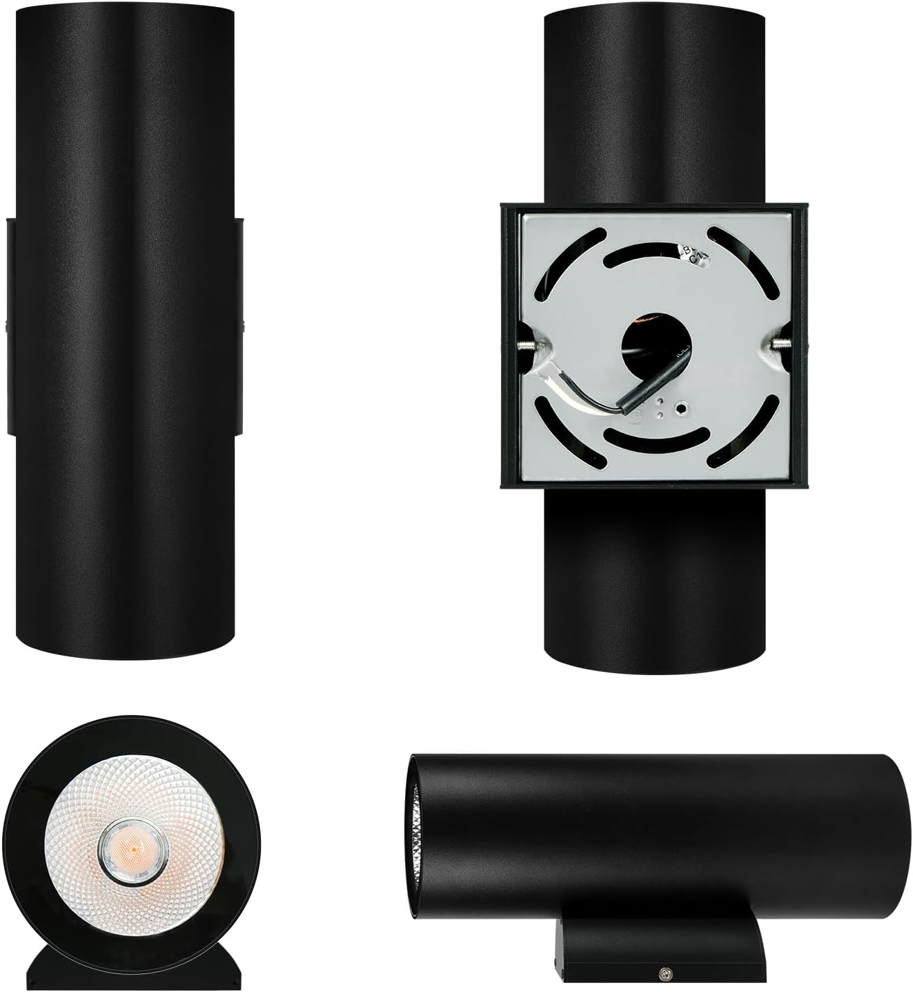 Modern Outdoor Cylinder Wall Lights 10.24", Porch Light 2700K Warm White, Up Down Lights, Matte Black Waterproof Wall Sconce, Aluminum, Exterior Light Fixture Wall Mount