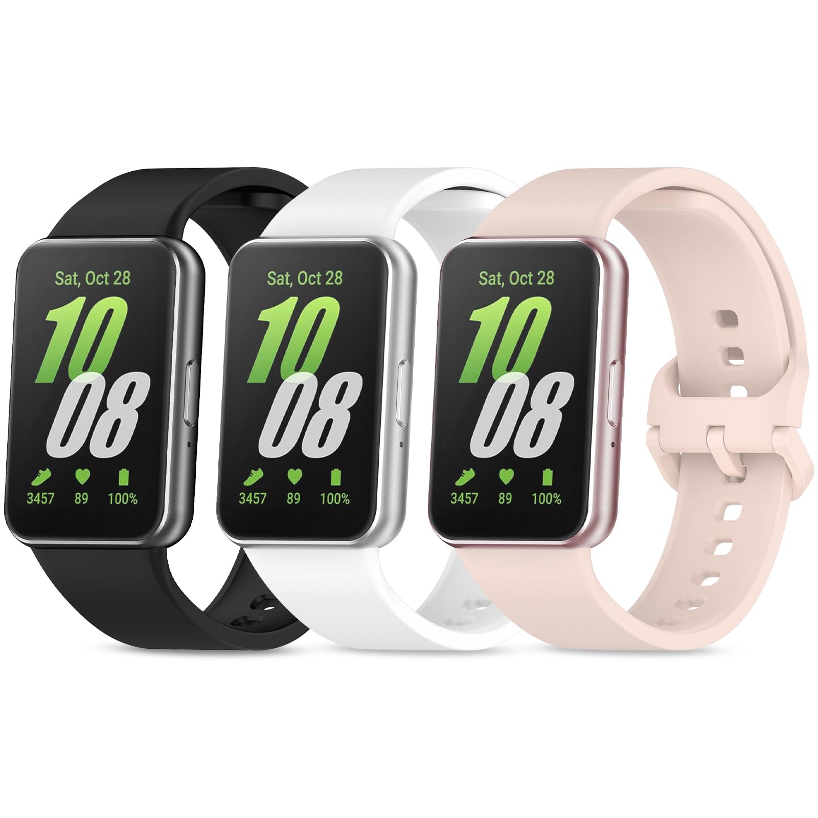 RenSheng 3 Piezas Correas Samsung Galaxy Fit 3 SM-R390, Correa de Silicona Compatible Samsung Galaxy Fit 3 Correa Deportiva Pulsera de Repuesto