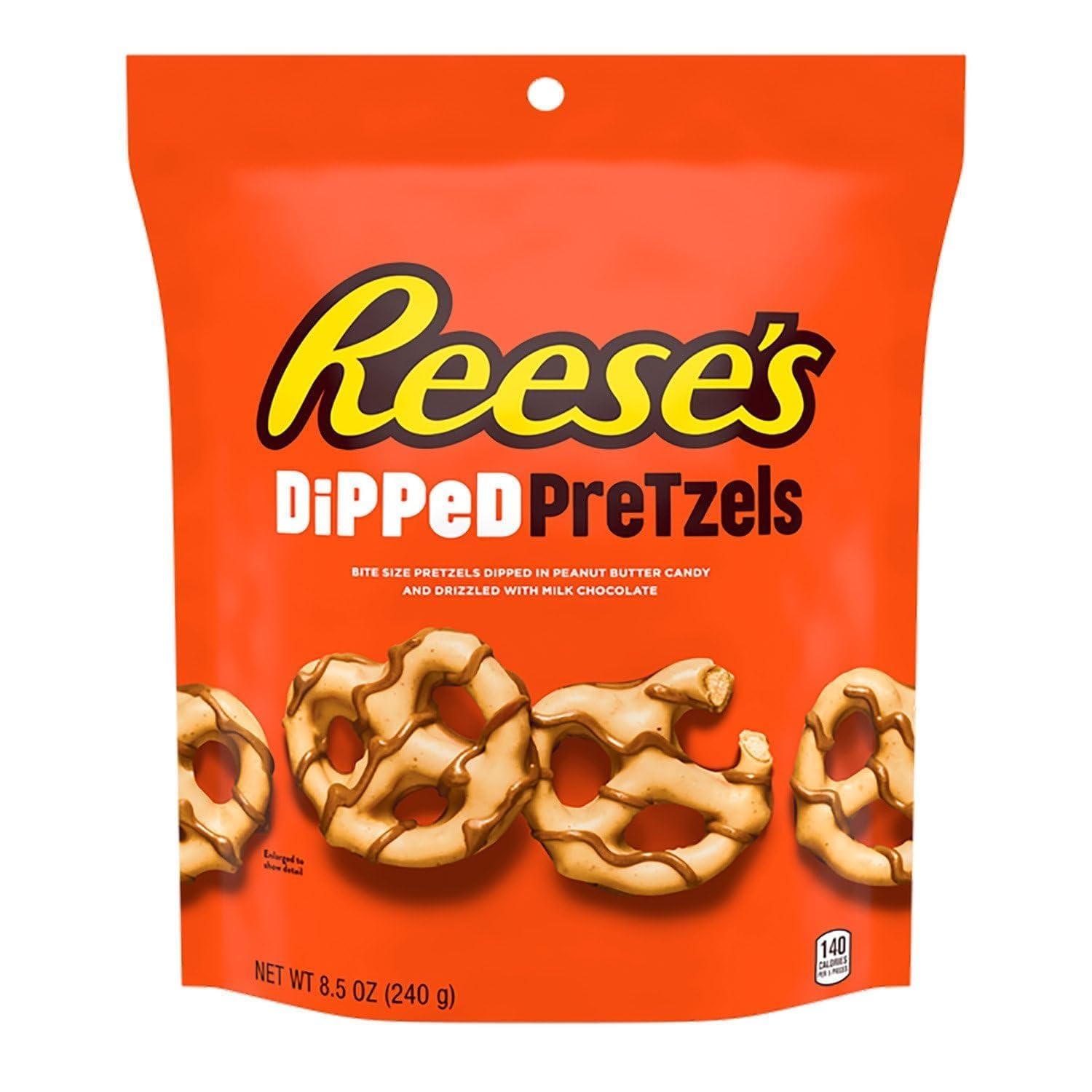 Reesess Dipped Pretzels, Bite Size Pretzels Dipped in Peanut Butter Candy and Drizzled with Milk Chocolate, 240g (USA)