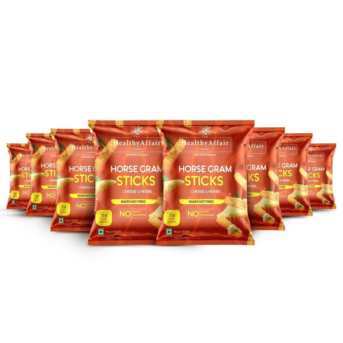 The Healthy Affair Horse Gram Sticks - Cheese & Herbs (Pack of 8) | Baked not fried | 11g Plant Protein (50 grams per packet) | No Trans Fat, No Cholesterol, No Added Preservatives-image-30