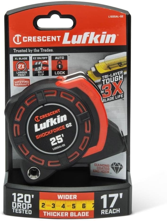 Lufkin Shockforce G2 25-ft Autolock Tape Measure- L1225AL-02
