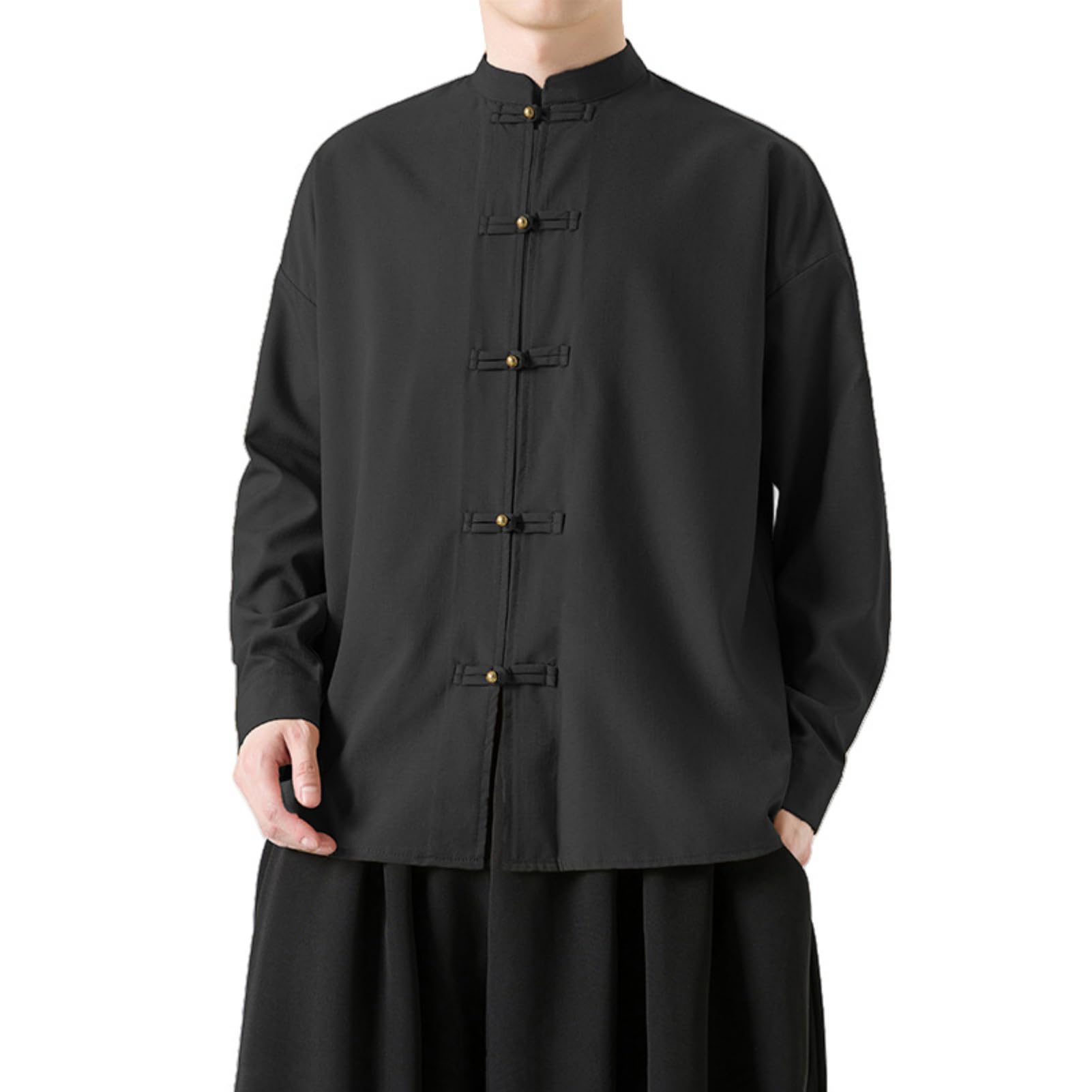 Chemise style chinois homme à manches longues rétro chic Guofeng - 8