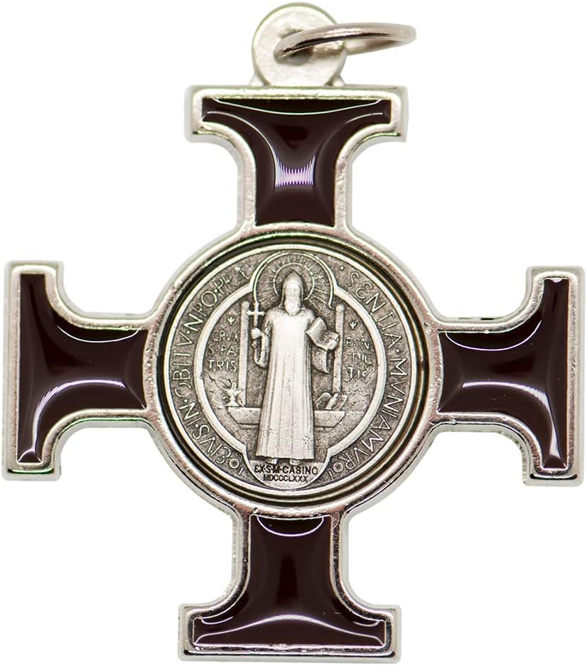 Metal Saint Benedict Cross Pendant | Patron Saint of Students and Europe | Add Charm to Necklace or DIY Project | Great Catholic Gift for New School Year and Confirmation