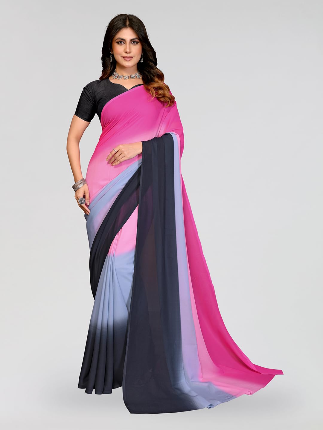 kashvi SAREES Women's Regular Fit Designer Padding Bollywood Georgette Saree with Matching Blouse Piece -GY_MD_GR_PD8888_2-picture-2