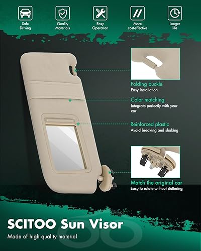 Miniatura 87 de SCITOO Visera solar para automóvil con espejo apto para 2010-2015 para CX-9 gris con techo solar (lado izquierdo del conductor)