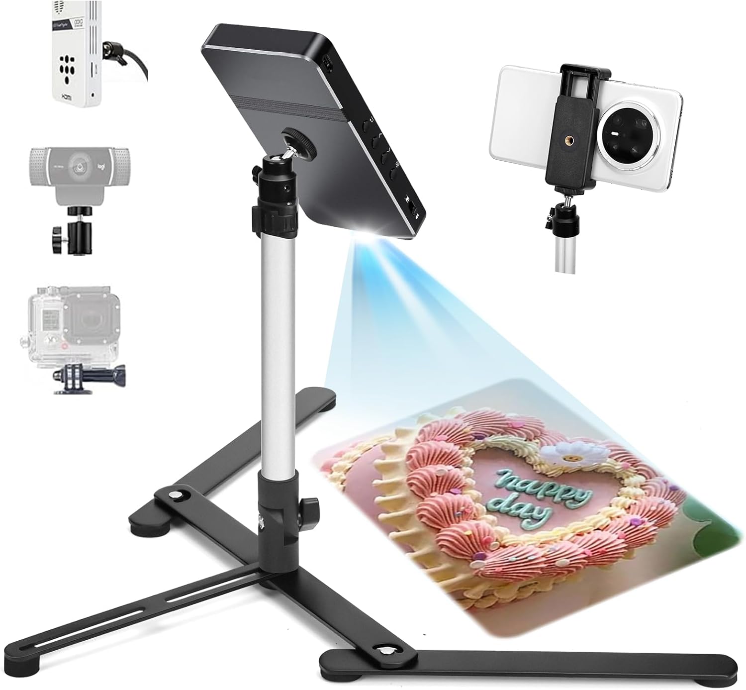 YIFMEIG Overhead Tripod for Mini Projector - Phone Holder