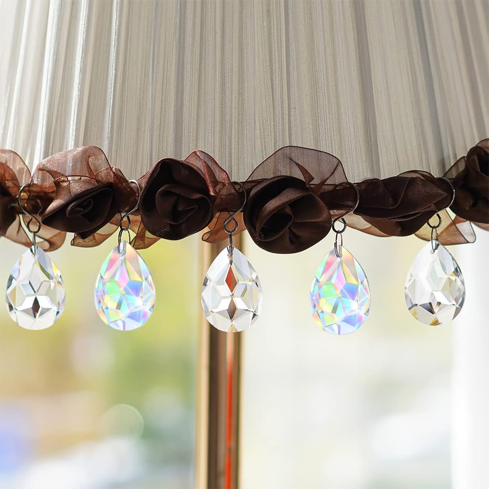 Lot De 20 Pendentifs Cristal Lustre Attrape-Soleil 38mm Goutte D'Eau Colorés - Décoration Lumineuse