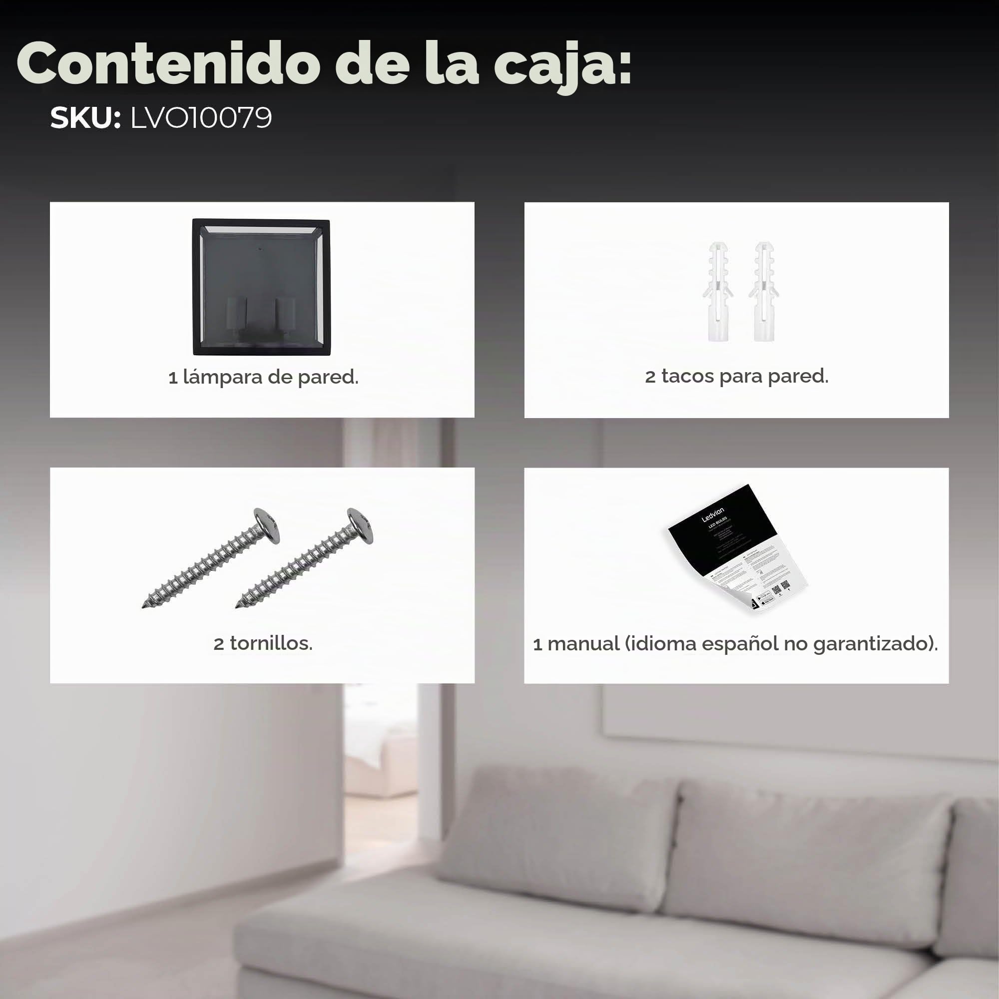 Ledvion - Lámpara de Pared LED, Casquillo E27, IP44, Negra, Para Dos Casquillos, Lámpara Exterior, Iluminación Exterior, Iluminación de Jardín