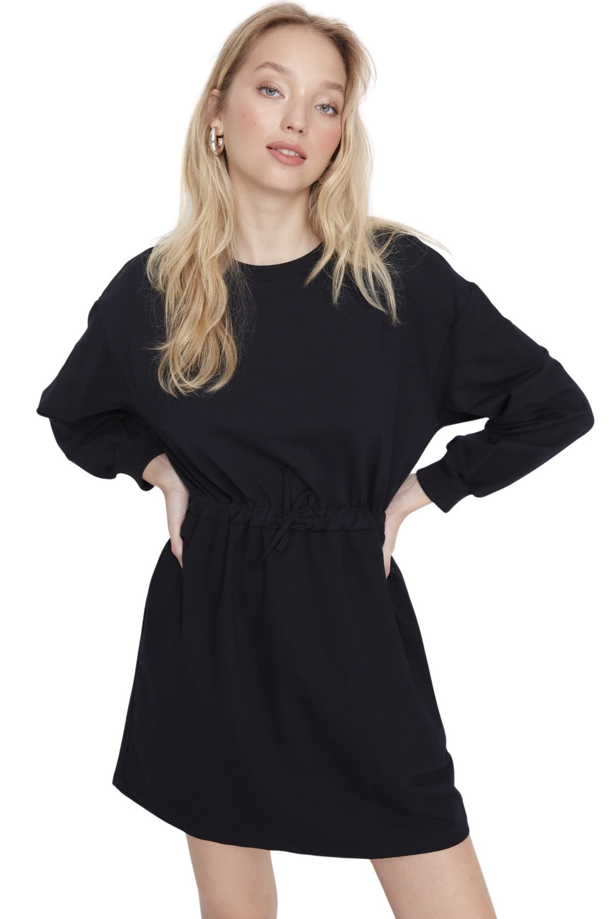 Trendyol Women Mini Shift Regular Knit Dress Navy Blue