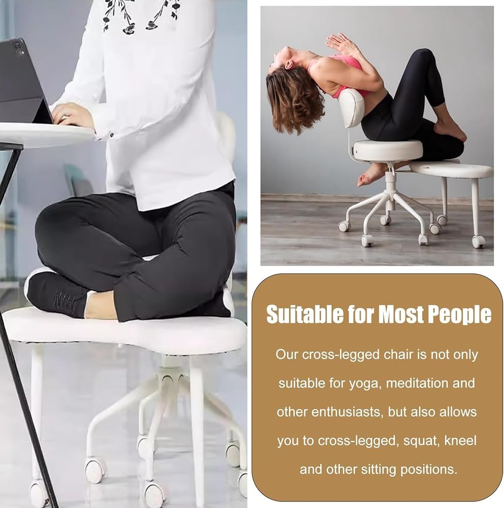 Siege Assis Genoux Chaise de Siège pour Enfants pour S'asseoir Les Jambes Croisées, Chaise Ergonomique à Genoux avec Repose-pieds, Tabouret de Méditation/chaise D'extérieur pour Salon de(Color:Marron)