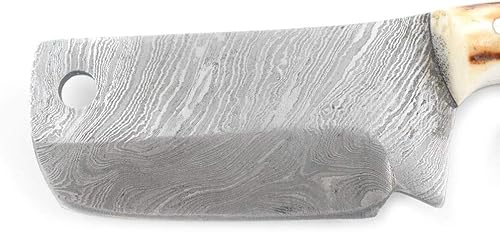 Miniatura 4 de Wild Turkey Handmade Colección Real Damascu-Blade Cuchilla Fija Mini Chef Cleaver