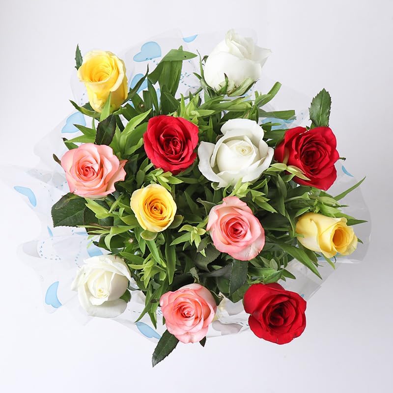 FlowerAura Fresh Flower Bouquet Gift Roses Flowers Bouquet Valentine's Day Gift's For Girlfriend Boyfriend Wife & Husband & Anniversary (Set 6 Multicolor) (Same Day Delivery) 2 61vR4105vJL
