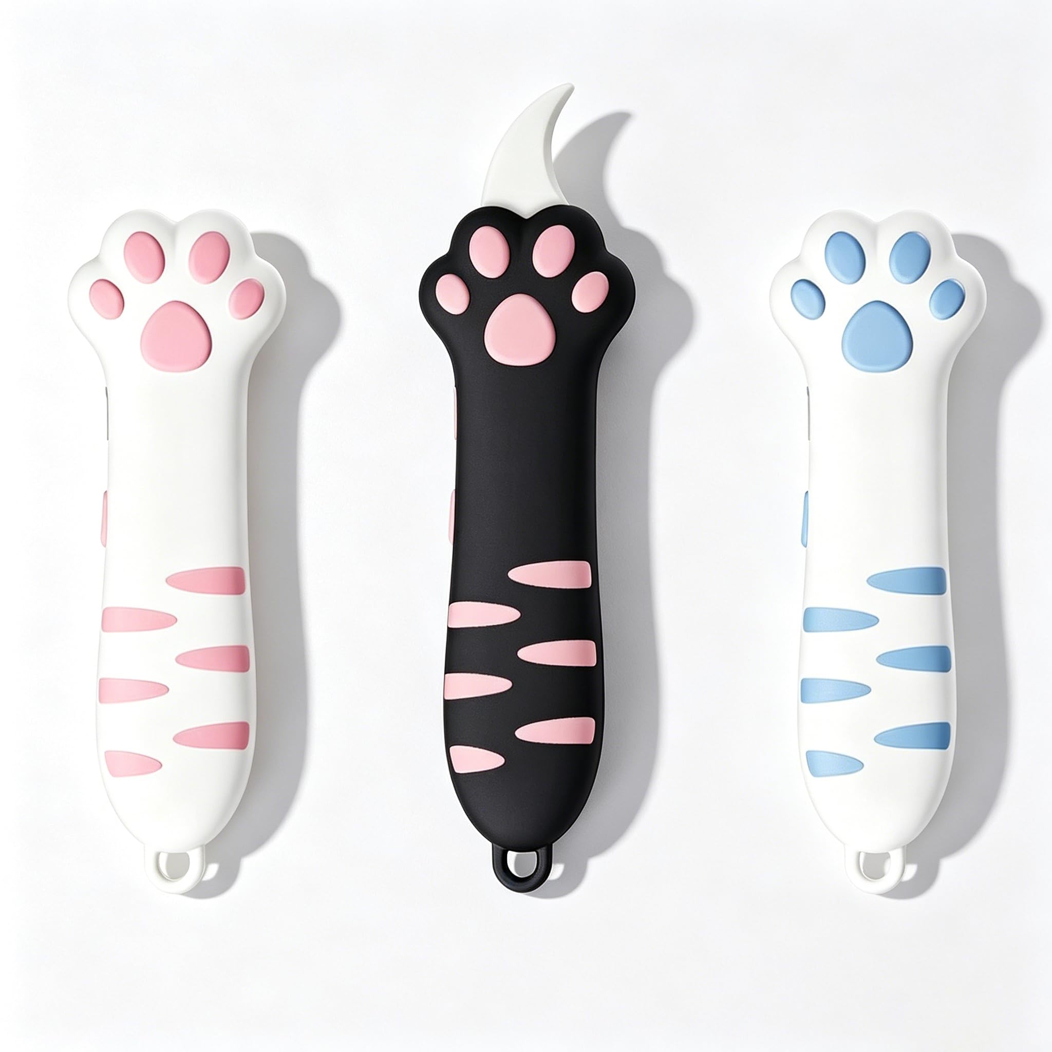 3 Stk Katzenpfoten-Kartonöffner Einziehbar Niedliche Katzenpfoten-Griffform, Katzenkralle Kartonmesser Multifunktionales Universalmesser Tragbarer Kartonöffner für Pakete Kartons Paketbänder Klebebänd