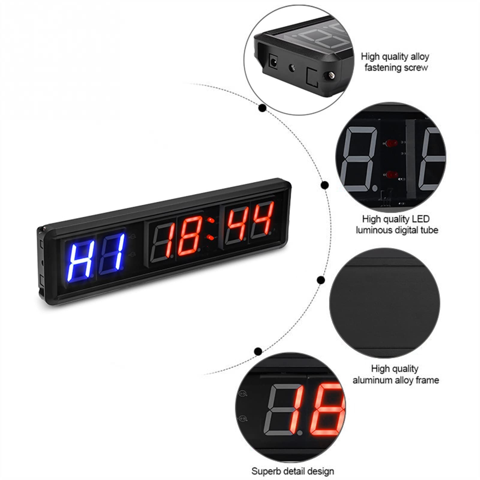 Grande Horloge LED 6 chiffres LED 1.8 Pouce affichage gymnase de formation intervalle d'entraînement minuterie murale horloge à distance chronomètre électronique