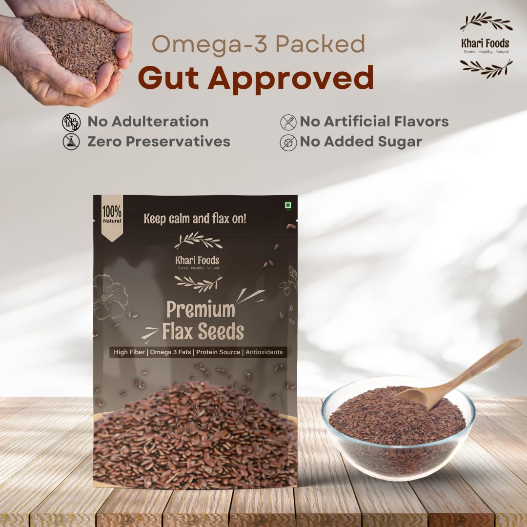 Khari Foods Organic Flax Seeds 500g, Fat Loss, Omega 3 & Anti-oxidants Rich, Gluten Free (500g) 4