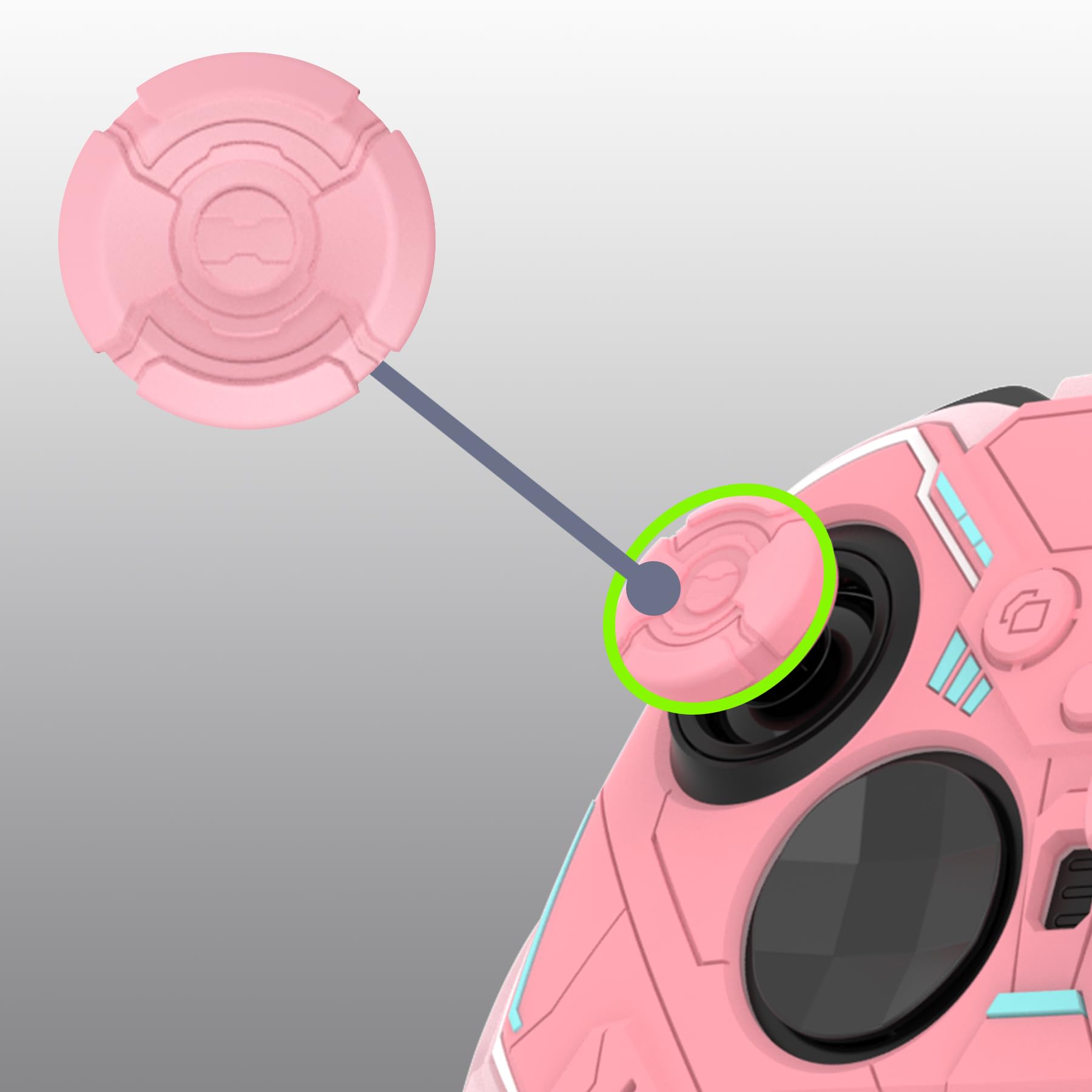 playvital Coque Manette pour Xbox Elite Series 2 Core avec Capuchon Joystick & Autocollant,Housse Silicone pour Xbox Elite Series 2 Controller Procetive Case-Rose Pêche & Rose Fleuri,Mecha Stellaire