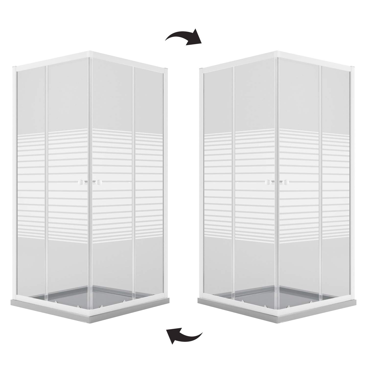 Box Doccia Bianco Rettangolare 70x90 CM H185 Vetro Serigrafato mod. Blanc