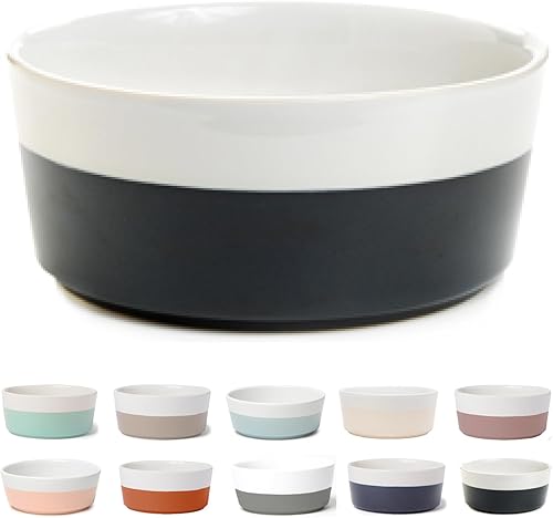 Miniatura 19 de Waggo Dipper - Cuenco de cerámica para perros para razas pequeñas y grandes, pesado y duradero, plato de agua y comida para mascotas, apto para Gris