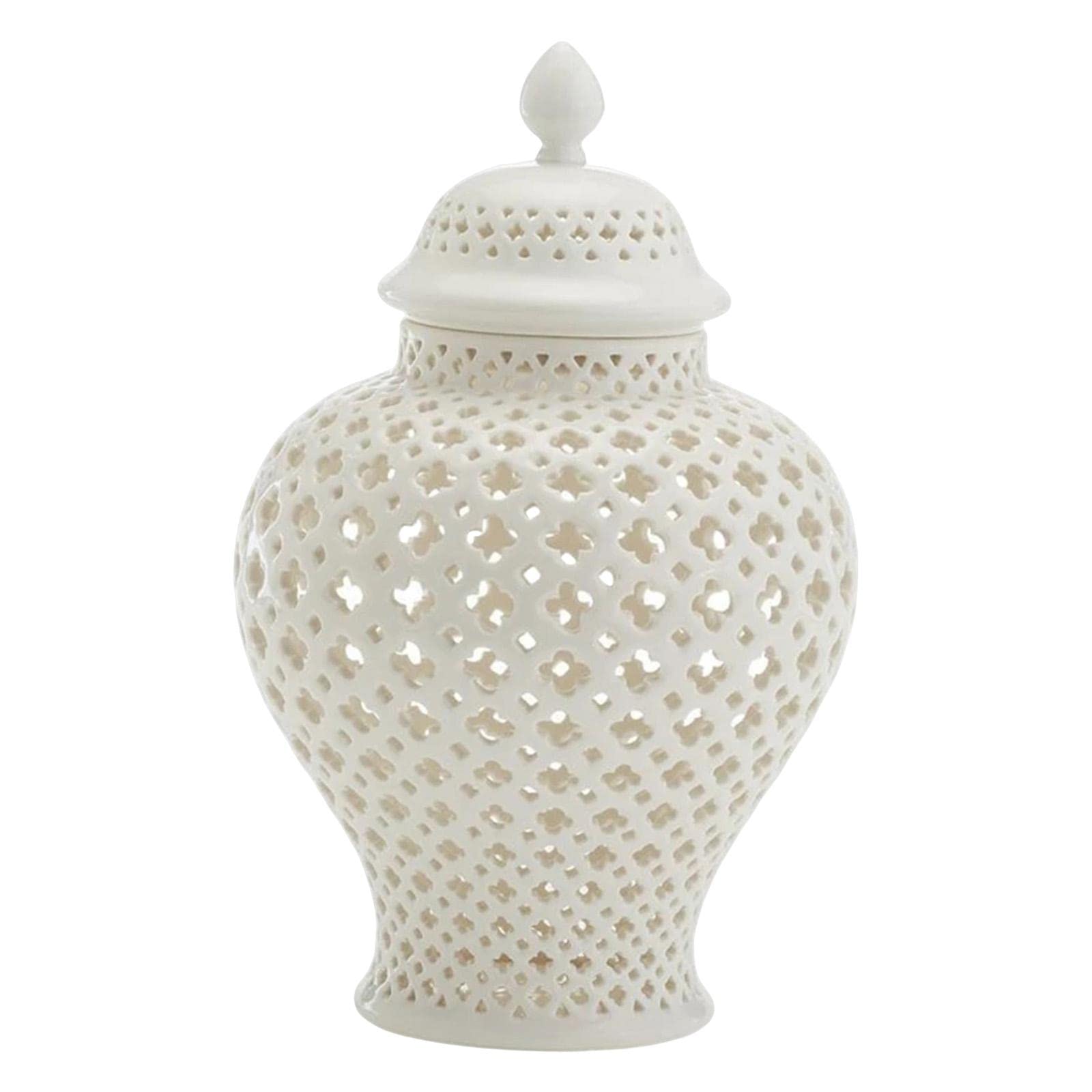 Ginger Jar with Lid Universal Jar Storage Decoration Home Decor, White, 16x16x28CM