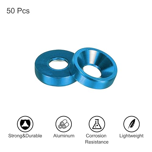 Miniatura 3 de MECCANIXITY 50 arandelas de avellanado M3, aleación de aluminio anodizado de 0.315 in0.31 pulgadas, juntas de cabeza para tornillos RCFPVPCDron,