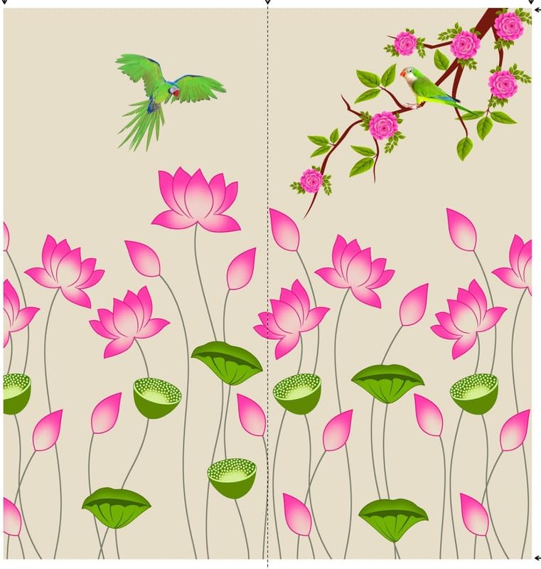 Image of Lotus Backdrop decorationss Cloth | Wedding Backdrops Lotus & Parrot Backdrop Cloth, Pooja Backdrop decorationss, (8x8 feet) Decorations Backdrop Cloth for Pooja | ugadi backdrops