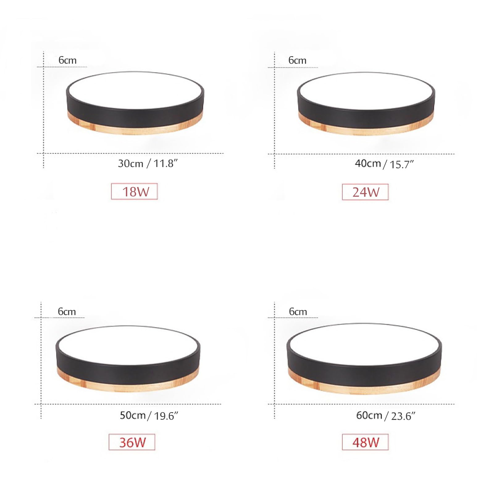 Macaron Rund LED Deckenleuchte, Modern Holz Deckenlampe Ultradünn Unterputz Deckenbeleuchtung Für Kinderzimmer, Wohnzimmer(Size:40CM,24W,Color:White,Stepless Dimming)