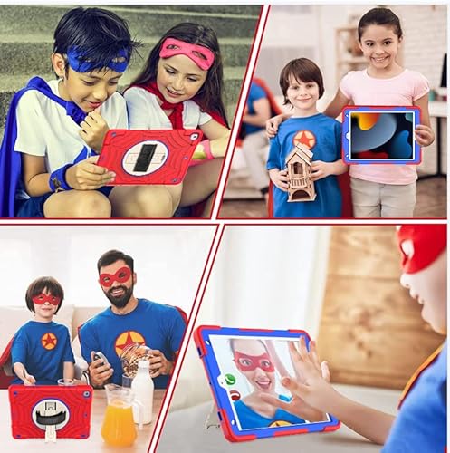 Bmouo Ipad 9Th/8Th/7Th Generation Case - Ipad 10.2 Case 2021/2020/2019 With Screen Protector, 360 Rotating Stand Hand & Shoulder Strap Shockproof Kids Case For Ipad 10.2 Inch 9/8/7 Generation, Red #TOP7