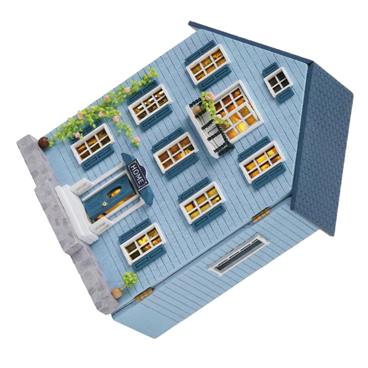 Kit per Casa delle Bambole in Miniatura in Legno con Mobili Set Fai da Te Compatto e Portatile Decorazioni per Villaggi Natalizi e Lavoretti Creativi per e Famiglie