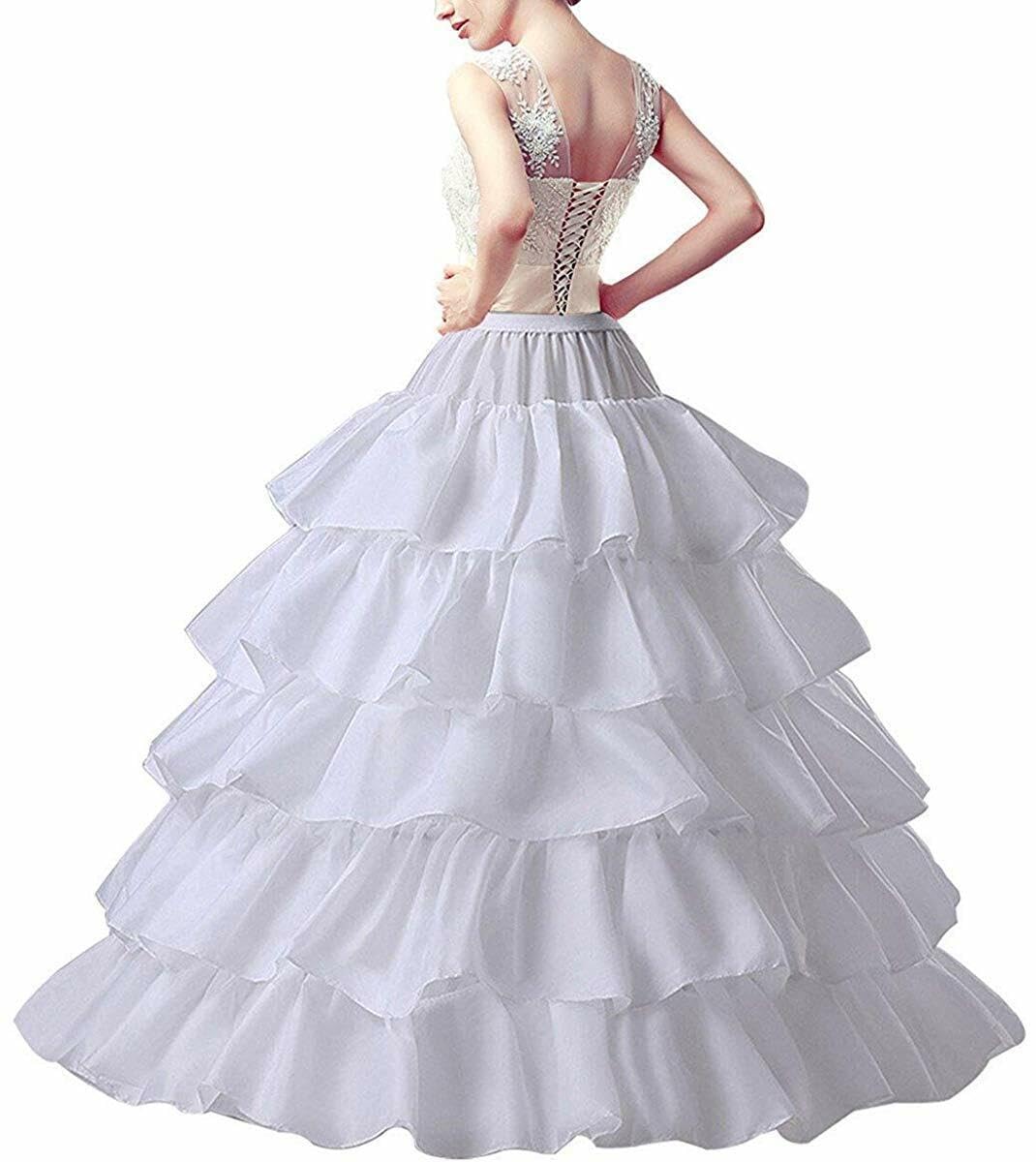 Jupon 4 cerceaux 5 volants pour femme Robe de bal Crinoline Demi-slip pour robe de mariée