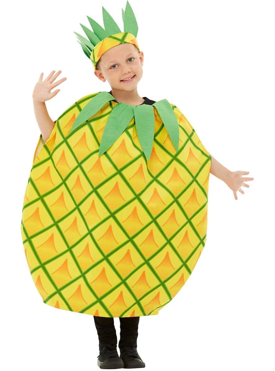 Funidelia | Disfraz de piña para niño y niña Fruta, Comida - Disfraz para niños y divertidos accesorios para Fiestas, Carnaval y Halloween - Amarillo