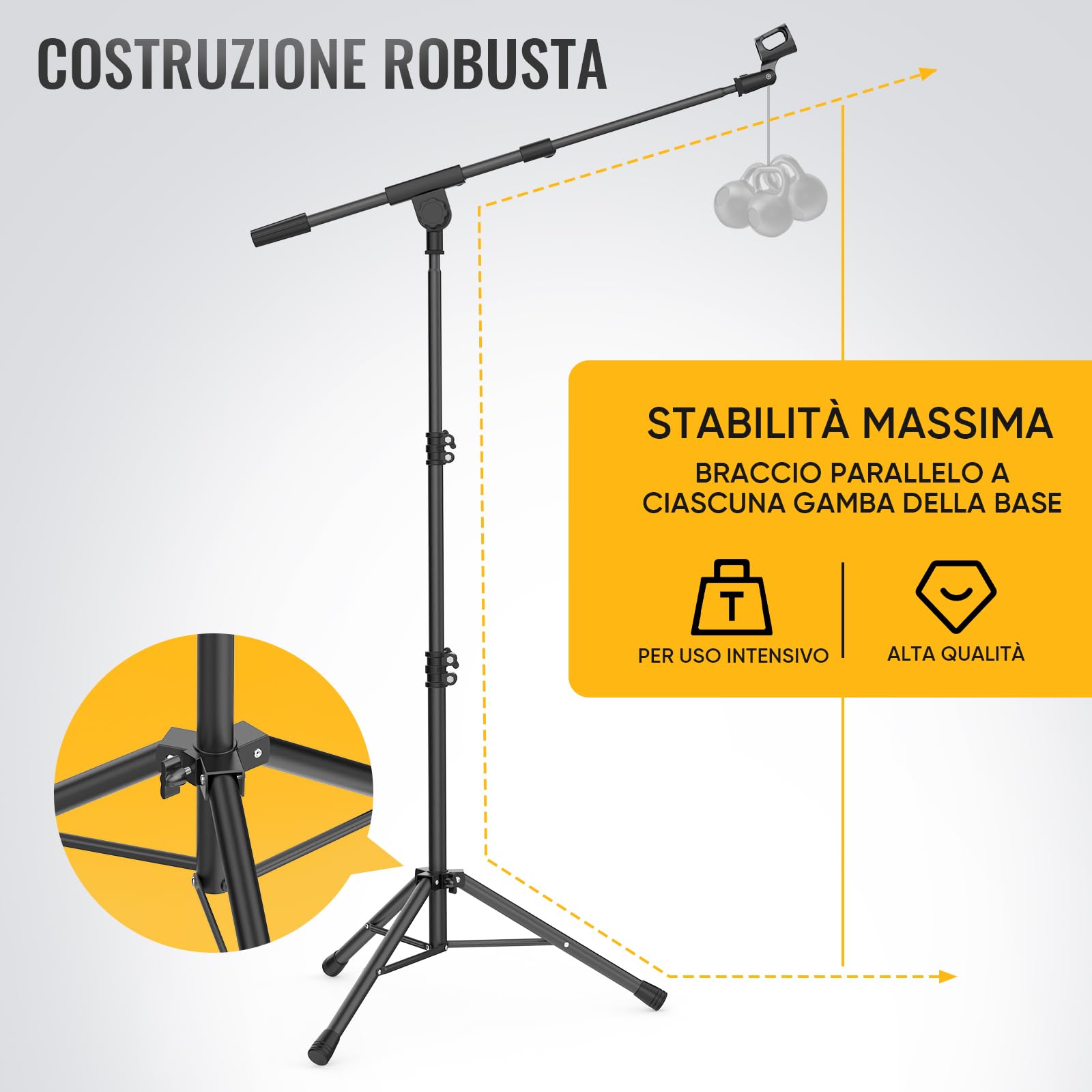 GLEAM Supporto per microfono - Supporto per microfono con braccio per treppiede con borsa per il trasporto (treppiede)