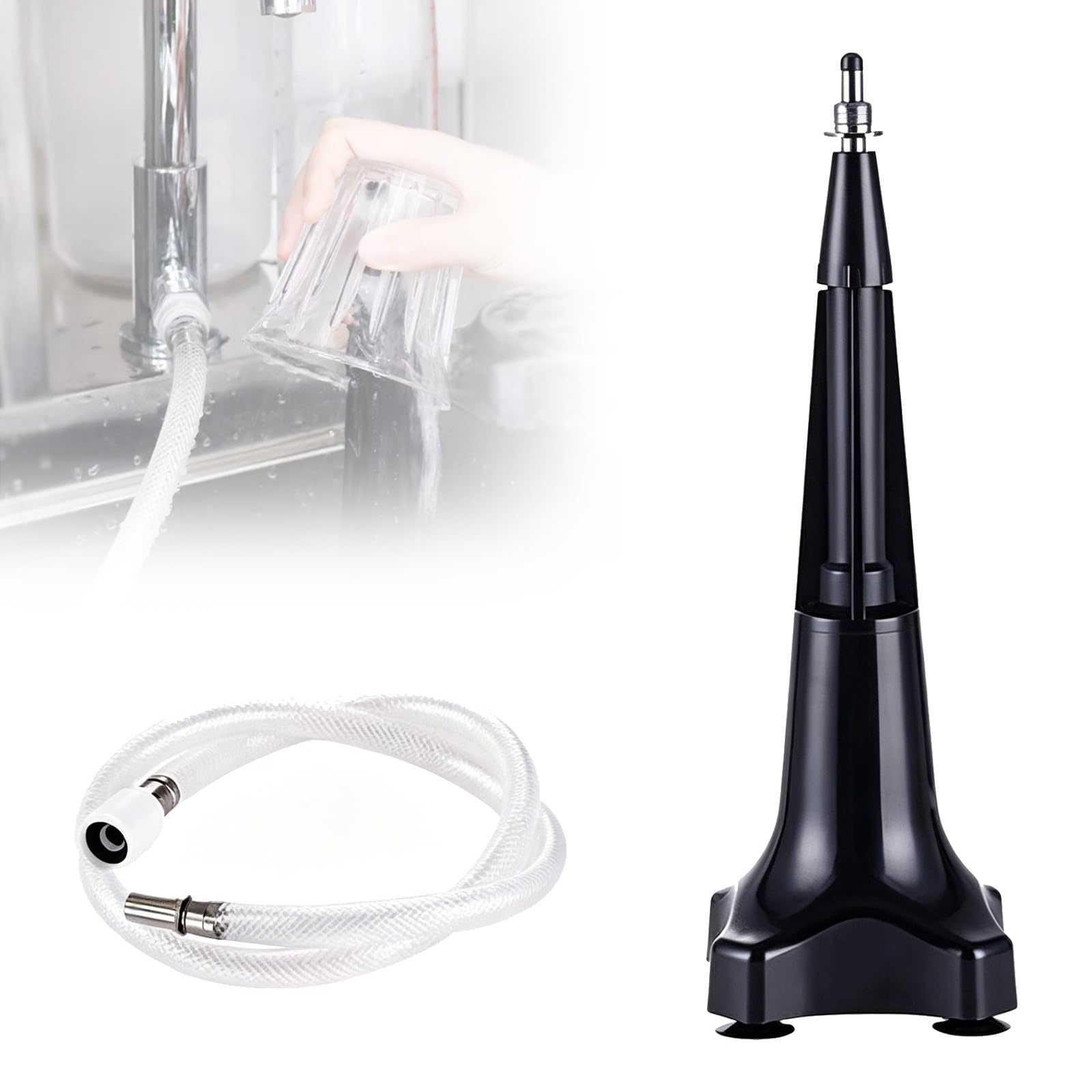 GYKOZY Blender Pitcher Rinser, High Pressure Glass Rinser, Ones Handed Press Operation, Portable Glass Cleaning Tool, Suction Cup Stable Base, for Home Bar Restaurant Coffee Shops