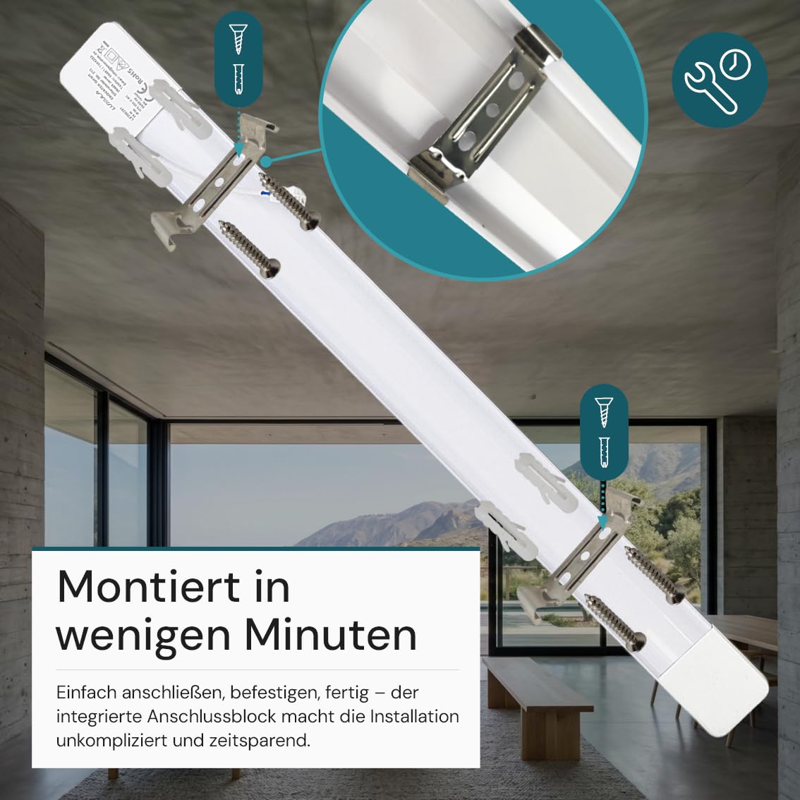 LUXULA LED Unterbauleuchte 60 cm - LED Lichtleiste CCT 3000K 4000K 6500K - Unterbauleuchte mit Anschlussblock - Unterschrankleuchte IP20 für Regal, Wohnwand, Werkstatt und Innenbereich