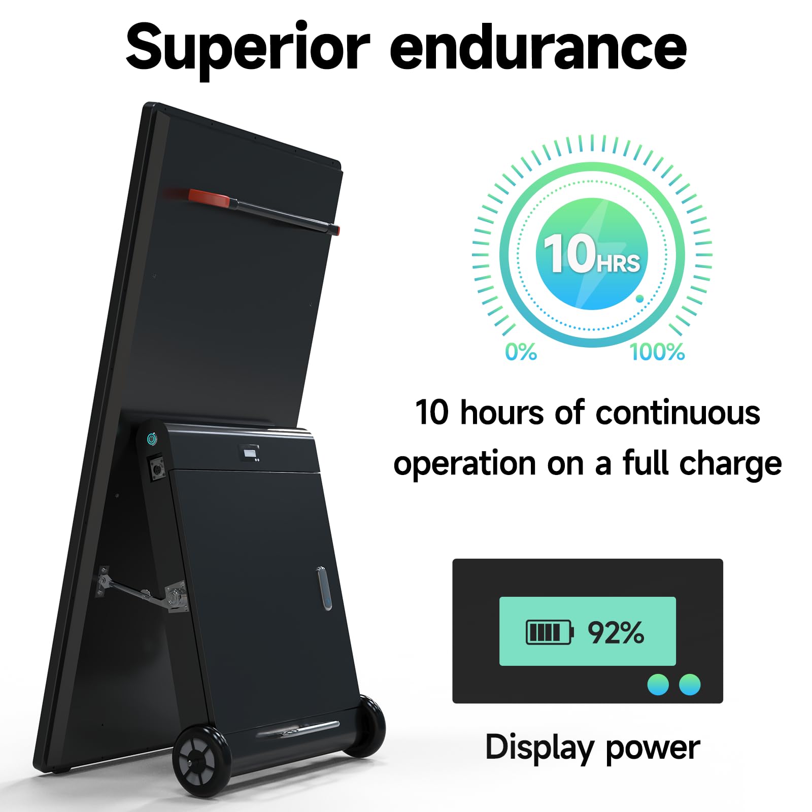 Digital Signage Display 43", IP65 Outdoor Digitaler Kundenstopper 2000 Nits mit 10h Akku, Wetterfester Digital Signage Kiosk für Einzelhandel und Gastronomie