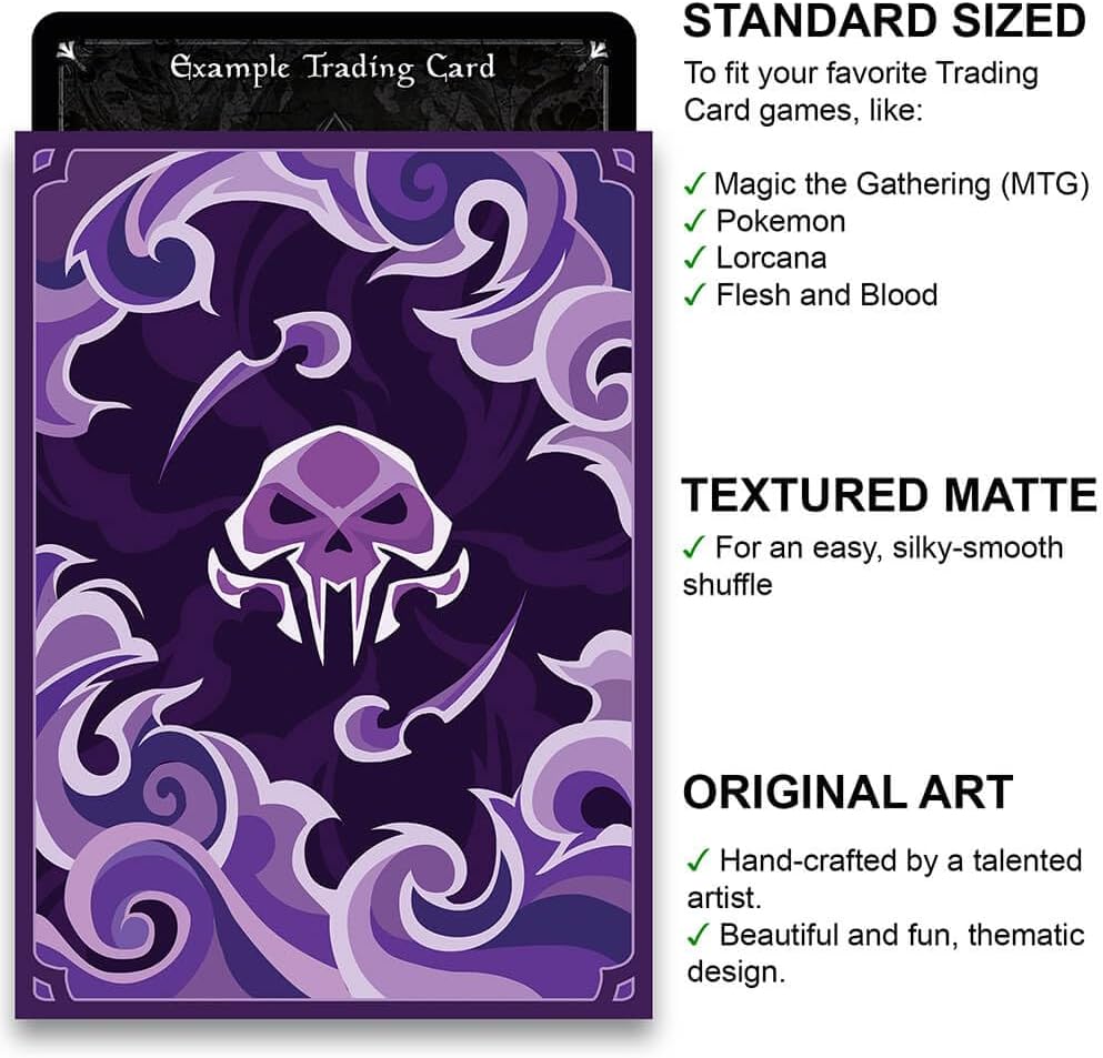 Fantasy North - Shadow - Elements Series II - 100 Textured Matte TCG Card Sleeves - Fits Magic MTG Commander Pokemon and Other Card Games - Playing Card Sleeves