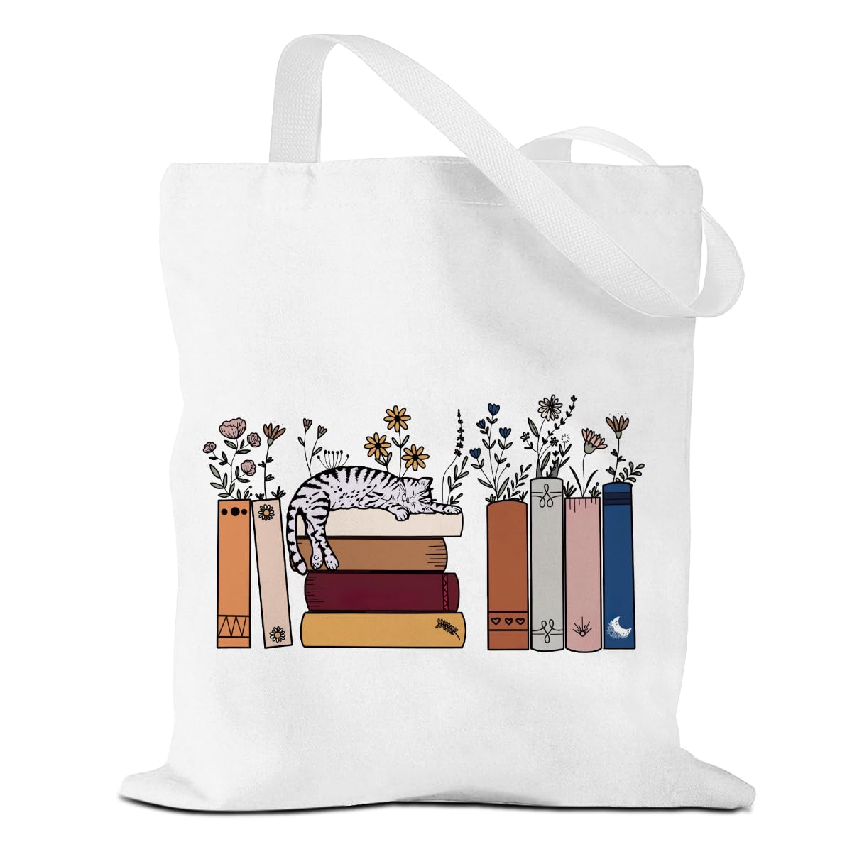 VICBOU Cute Cat Lacrosse Physical Therapist Spectacular Photographer Canvas Tote Bag Reusable Grocery Bags for Women