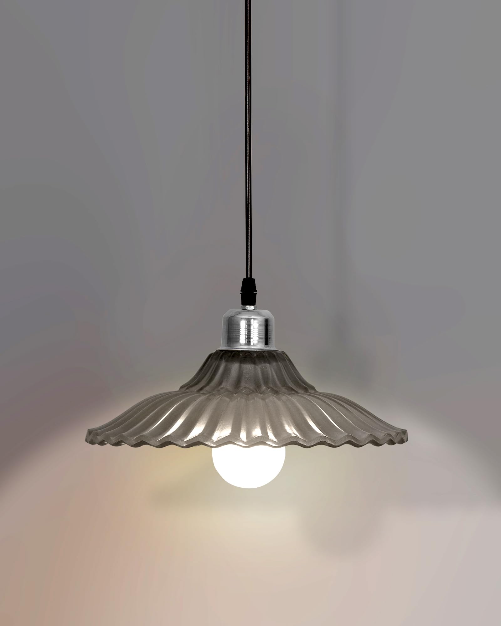 Homesake ® 40W Classic Ribbed Antique Silver Glass Pendant Hanging E27 Nordic Glass Ceiling LED Filament Light.-image-25