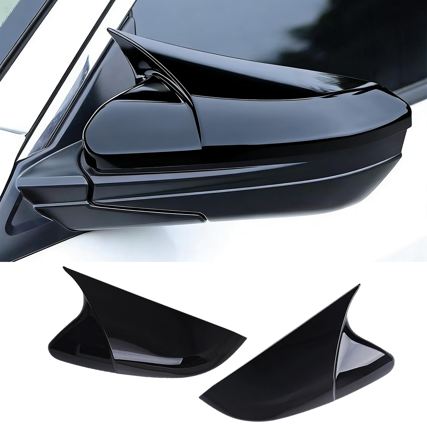 Photo 1 of Side Rear View Mirror Cover Compatible with 10th Honda Civic 2016-2021, Exterior Decoration Accessories, Wing Mirror Protect Decorate Covers-Glossy Black