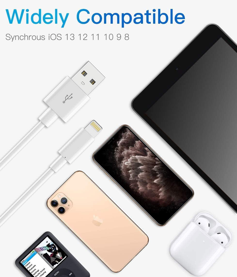 Quntis Lightning Cable MFi Certified iPhone Charger Cable 3Pack 3FT 6FT 9FT Lightning to USB Cable Compatible with iPhone 12 11 Pro Max Xs XR X 8 Plus 7Plus 6 Plus SE iPad iPod and More - White