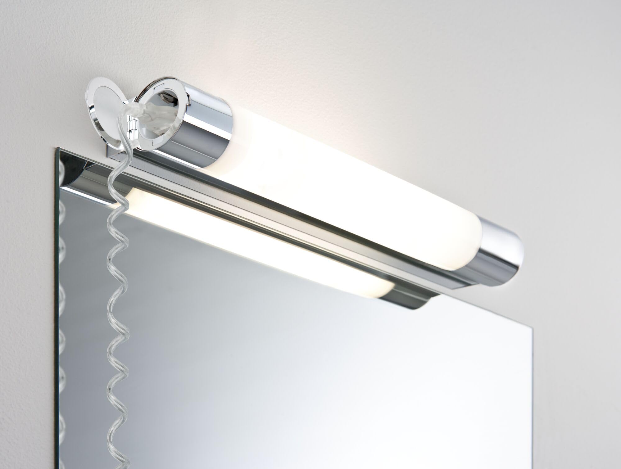 Paulmann 79713 LED Deckenleuchte Spiegelleuchte Orgon incl. 1x10,5 Watt IP44 Deckenlampe Chrom, Weiß Wohnzimmerlampe Metall, Acryl Flurlampe 3000 K