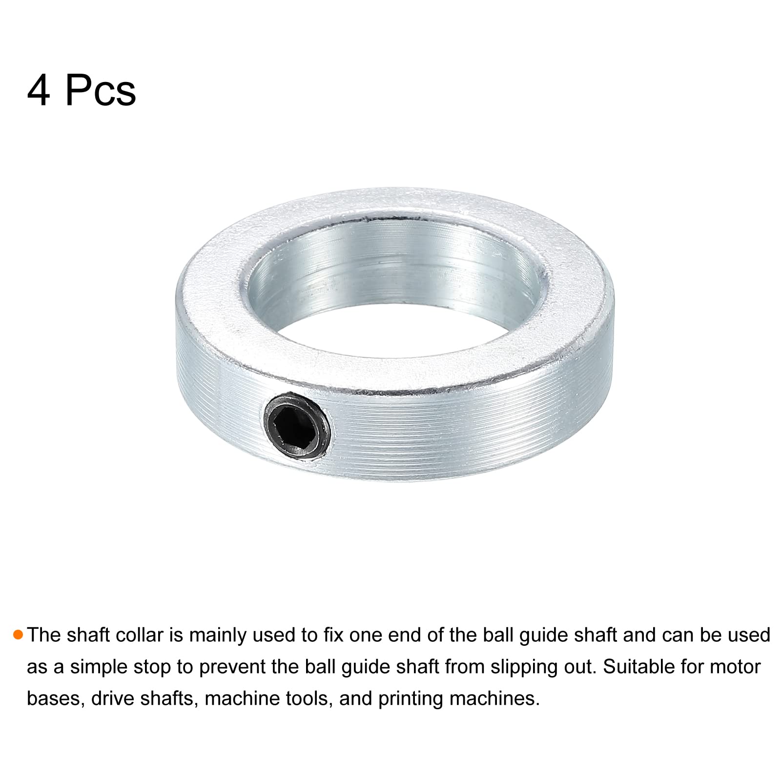 sourcing map Eje Cuello 7/8" Calibre Zinc Chapado Carbono Acero Juego Tornillo Estilo Sujeción Collares Plateado Tono Paquete de 4